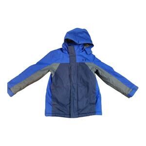 Under Armour youth boys medium cold gear coat with hood blue 3 in 1